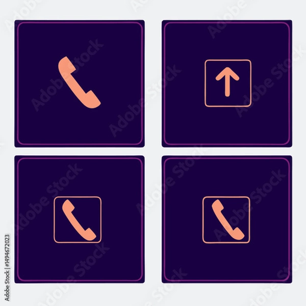 Obraz Flat web and mobile icon set illustrations with vector communication symbols and buttons for internet design
