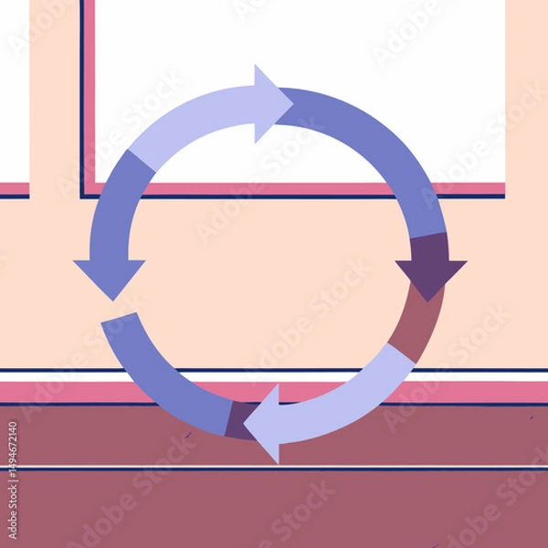 Obraz Business growth cycle arrows pointing to a target, a 3D recycling success concept illustration