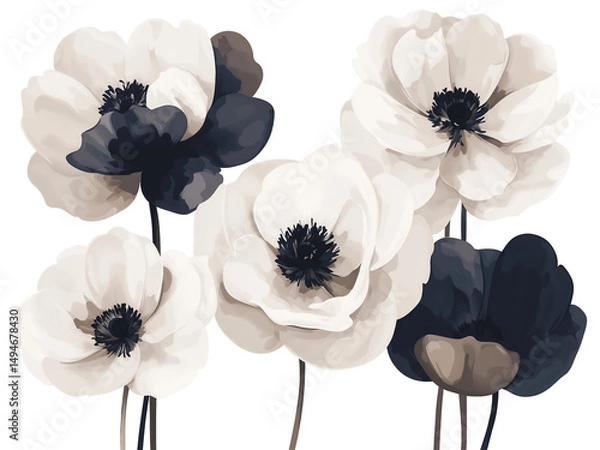 Fototapeta Elegant black and beige rose design for modern decor aesthetics