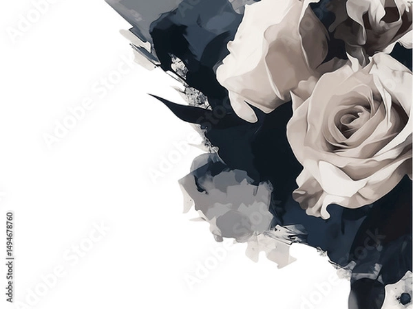 Fototapeta Elegant black and beige rose design for modern decor aesthetics