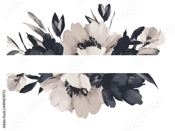 Fototapeta Elegant black and beige rose design for modern decor aesthetics