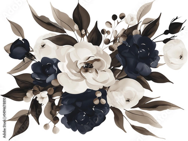 Fototapeta Elegant black and beige rose design for modern decor aesthetics