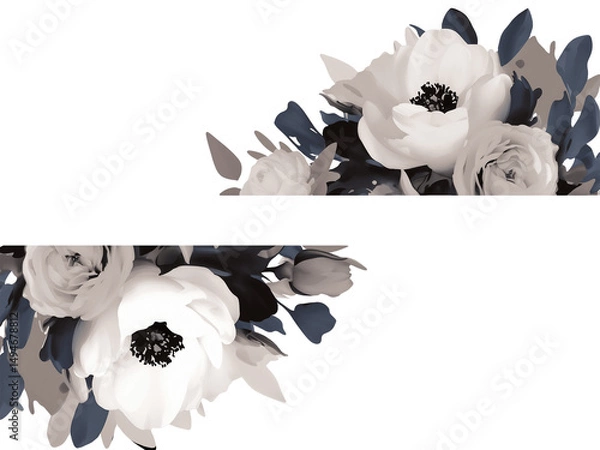 Fototapeta Elegant black and beige rose design for modern decor aesthetics