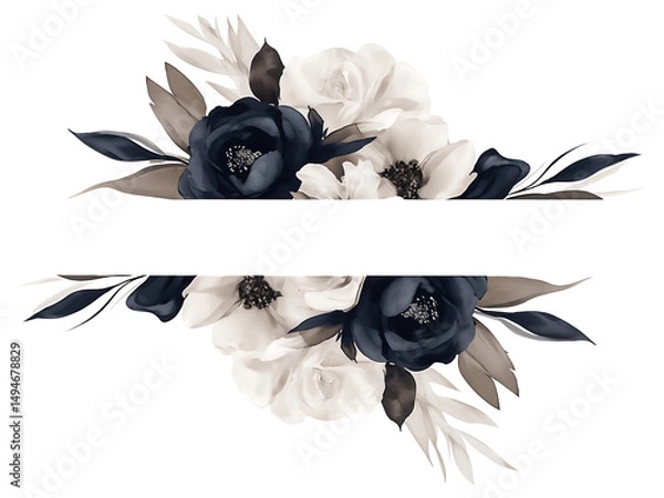 Fototapeta Elegant black and beige rose design for modern decor aesthetics
