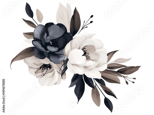 Fototapeta Elegant black and beige rose design for modern decor aesthetics