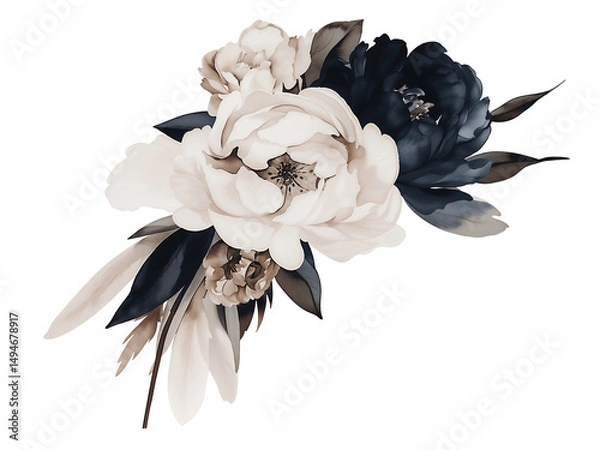 Fototapeta Elegant black and beige rose design for modern decor aesthetics