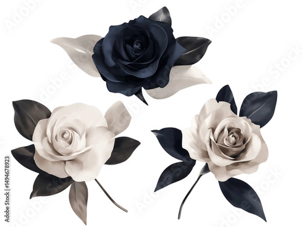 Fototapeta Elegant black and beige rose design for modern decor aesthetics