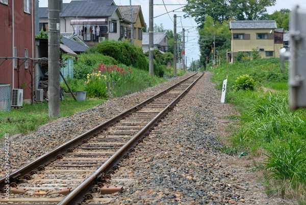 Obraz Railway tracks near Miwa Taisha Shrine on the Manyo Mahoroba Line