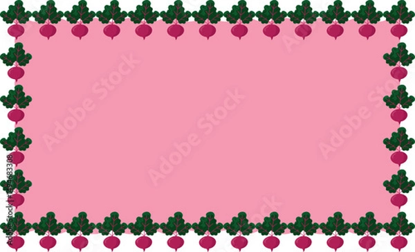 Fototapeta Decorative square frame featuring vector beetroot elements. Ideal for menu designs, natural product branding, and eco-friendly digital materials.