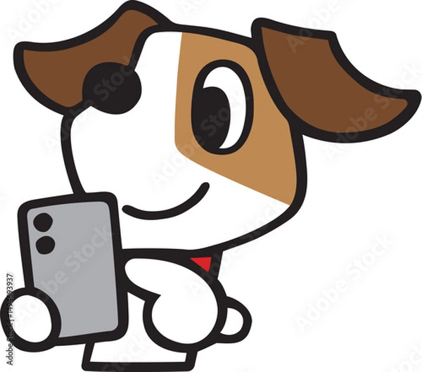 Obraz ジャックラッセルテリア犬キャラクター　スマホ操作2