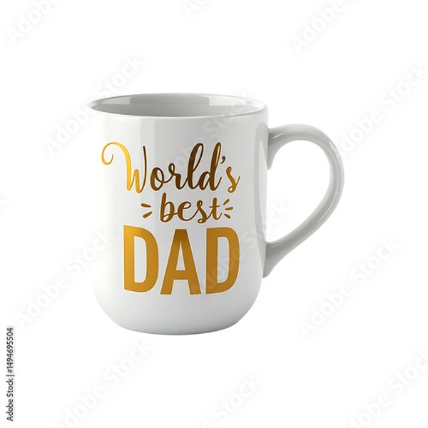 Obraz Worlds Best Dad Mug Gold Lettering Fathers Day Gift Design PNG