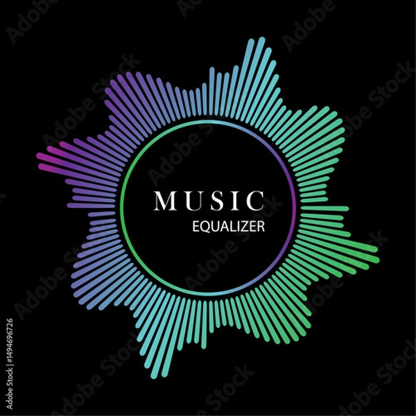 Fototapeta Music audio spectrum vector illustration on black