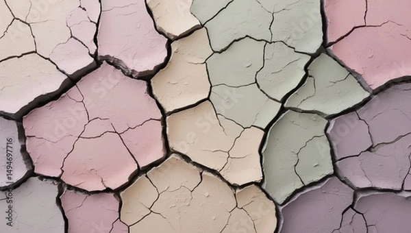 Obraz Cracked Earth Texture with Pastel Colors in Abstract Landscape