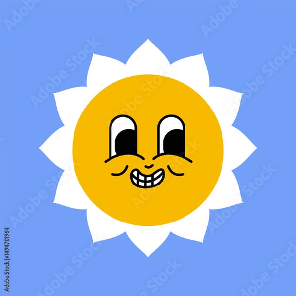 Obraz Daisy flower smiling face, cute sunflower emoji for different emotions, great for adding joy to your designs