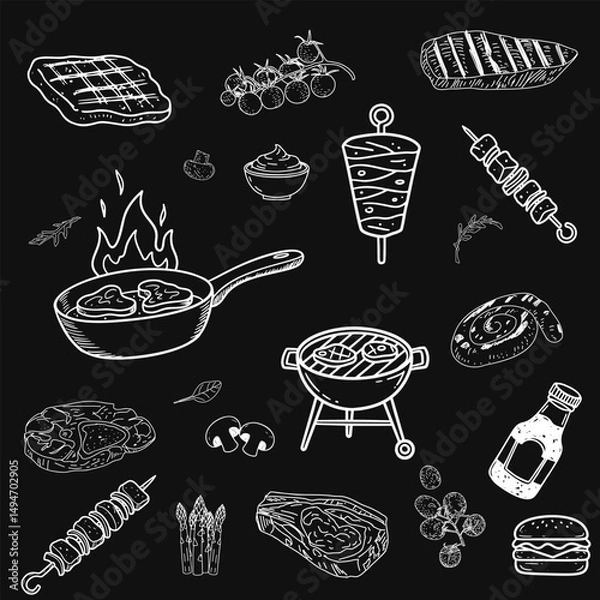 Fototapeta Red meat illustration. Hand-drawn style. Can be used in menus, flyers and banners.
