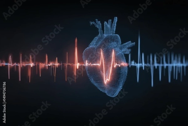 Fototapeta Digital heartbeat rate compared with resting rate