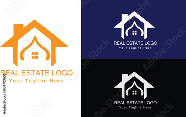 Fototapeta Unique and Minimalist Real Estate Logo design generated in Ai