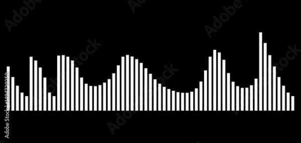 Fototapeta Digital audio white spectrum sound equalizer effect on black background