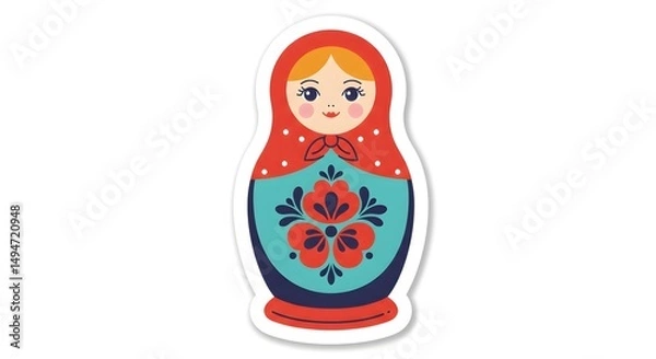 Obraz Colorful Matryoshka Doll Vector Illustration