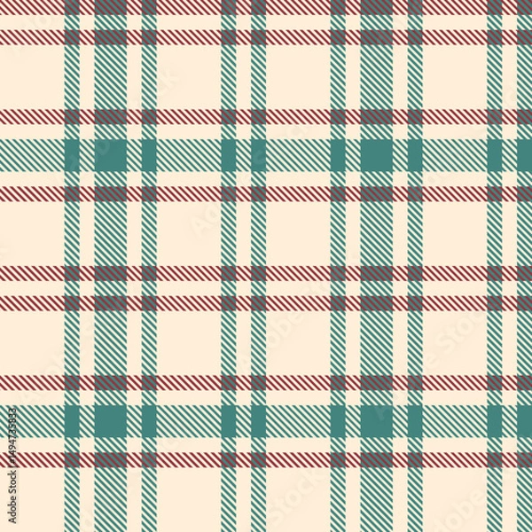 Obraz Classic Cream, Teal, and Burgundy seamless plaid pattern background for textile design .Perfect for textile or print design. vector illustration.