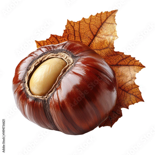 Obraz Autumn Chestnut on Transparent Background