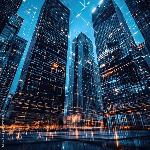 Fototapeta AI-Powered Energy Management for Smart Buildings, Enhancing Energy Efficiency, Reducing Costs, and Optimizing Consumption Using AI in Building Systems
