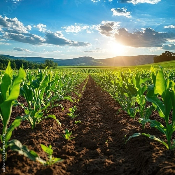 Fototapeta AI-powered environmental hazard detection systems in agriculture use real-time sensors, predictive analytics, and data visualization to monitor and address climate-related risks for crops