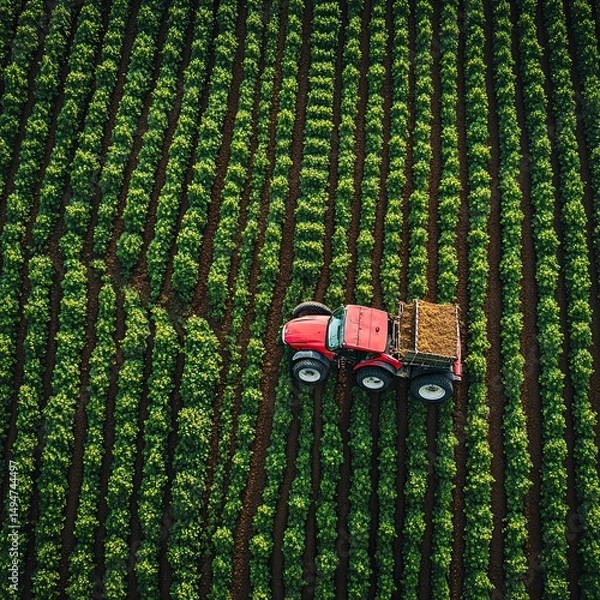 Fototapeta AI-powered environmental hazard detection systems in agriculture use real-time sensors, predictive analytics, and data visualization to monitor and address climate-related risks for crops