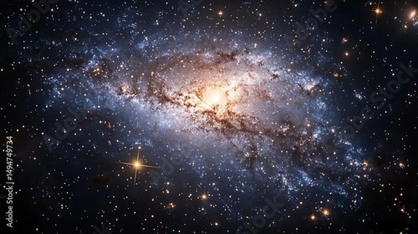 Fototapeta Spectacular Spiral Galaxy in Deep Space showcases cosmic beauty and wonder