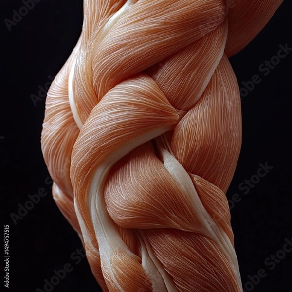 Fototapeta Arm muscle macro close-up showing tension, definition, and tone across biceps and triceps ideal for athletic imagery, fitness goals, anatomy focus, and muscle activation visuals --raw --stylize 250