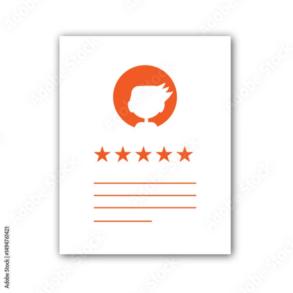 Fototapeta  Cv with five stars rating, job interview flat icon 