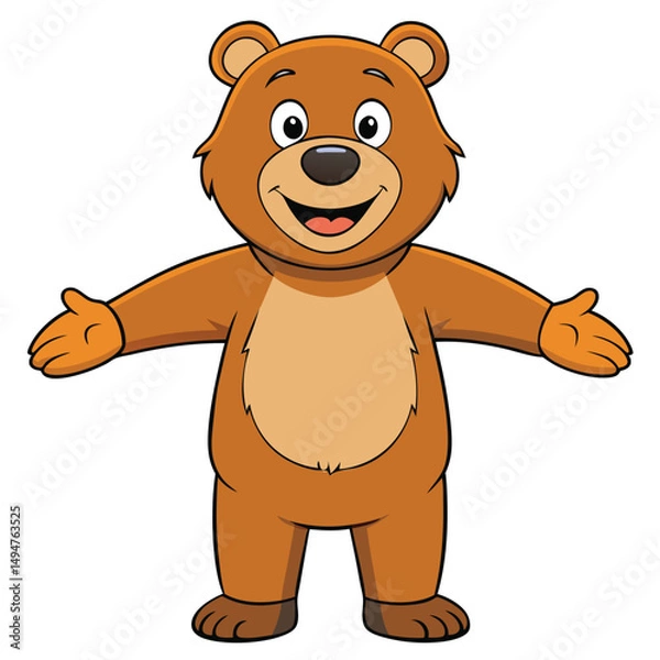 Fototapeta a-smiling-cartoon-bear-standing-upright-with-open- (1).eps