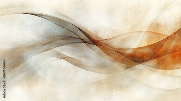 Fototapeta Gentle overlapping elliptical shapes creating abstract flow on cream background