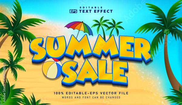 Fototapeta 3D Summer Sale text effect - Editable text effect
