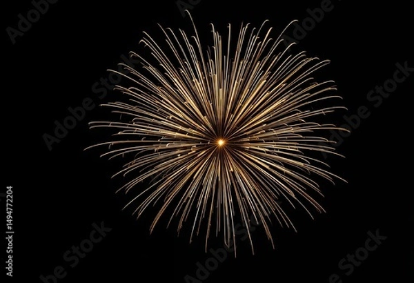 Fototapeta Golden fireworks burst illuminating the night sky in a celebratory display