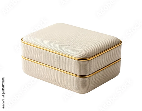 Fototapeta Rectangular Box with Golden Trim, Isolated Transparent Background