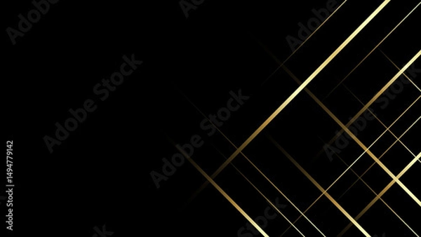 Fototapeta Abstract black background with golden lines creating a modern and elegant design element look
