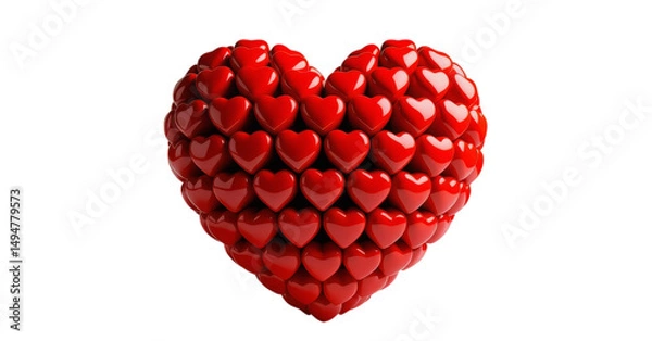 Fototapeta Red Heart Icons, Isolated Transparent Background
