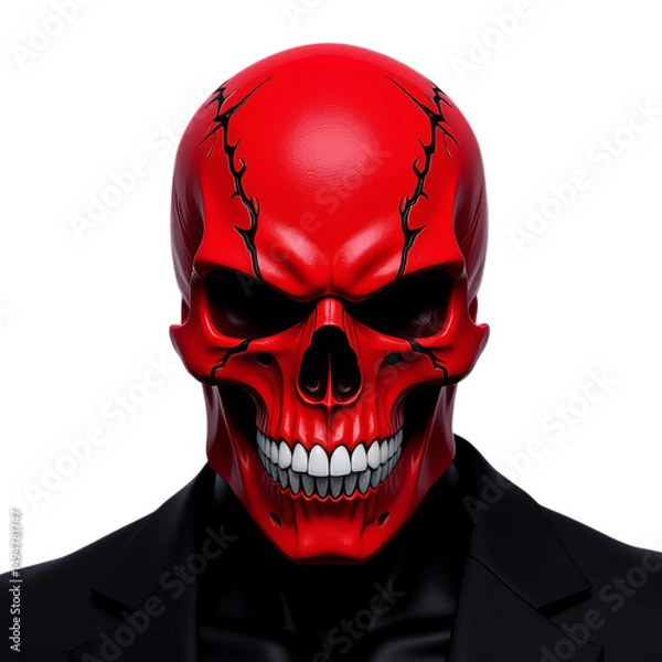 Fototapeta Red Skull Mask, Isolated Transparent Background