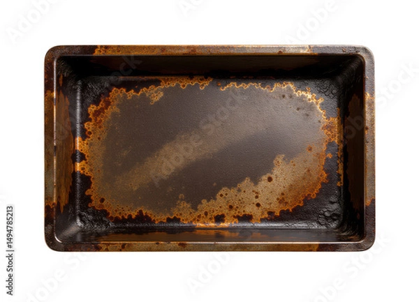 Fototapeta Rusty Metal Tray, Isolated Transparent Background, Vintage Design Element