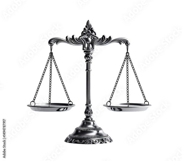 Fototapeta Silver Scales of Justice, Isolated Transparent Background