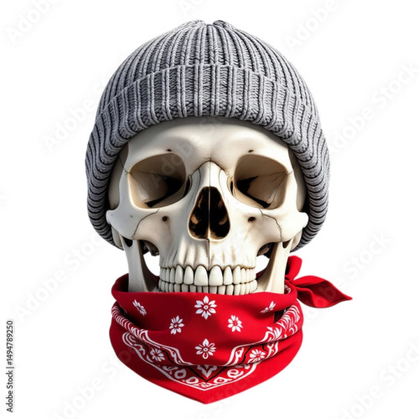 Fototapeta Skull with Bandana, Isolated Transparent Background, Graphic Element