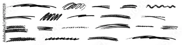 Fototapeta Crayon underline texture stripe on white background. Line for underline text with crayon brush. Scribble simple vector illustration