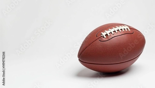 Fototapeta Rustic worn football, scuffed texture, clean white backdrop, rustic, vintage, retro