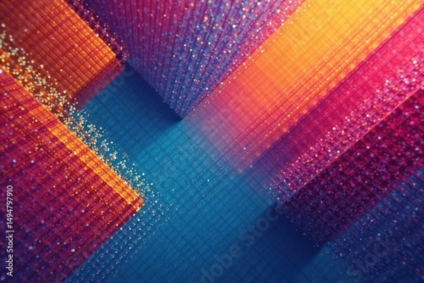 Fototapeta Geometric shapes, repeating lines, minimalist style, dots, pastel