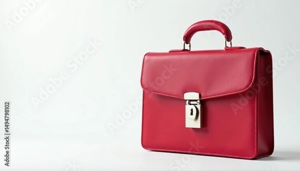 Fototapeta Padlocked briefcase, white backdrop, secure concept , reliable, trustworthy, secure data