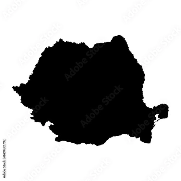 Fototapeta Romania map icon. Black Map of Romania on White Background. European country of Romania