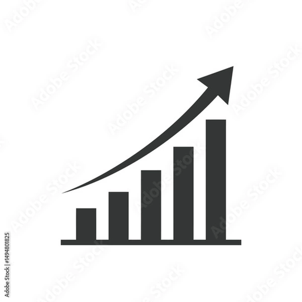 Fototapeta Business Growth Bar Chart with Upward Arrow Showing Positive Trend