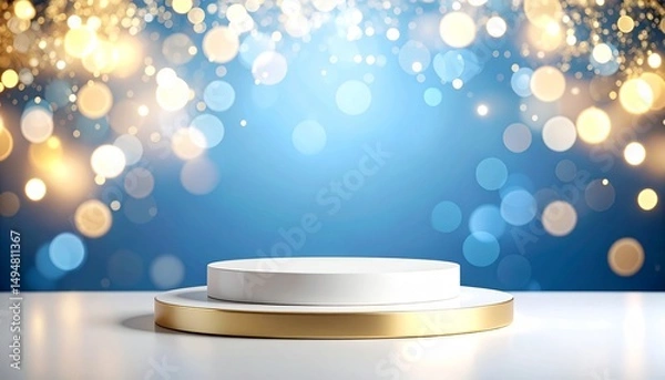 Obraz Elegant gold and white product display platform