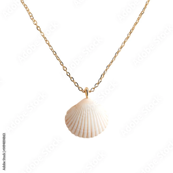 Fototapeta Trendy Minimalist Shell Necklace Featuring a Single Isolated on Transparent Background
